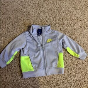 Nike Light Gray Jacket with Neon Yellow Accents